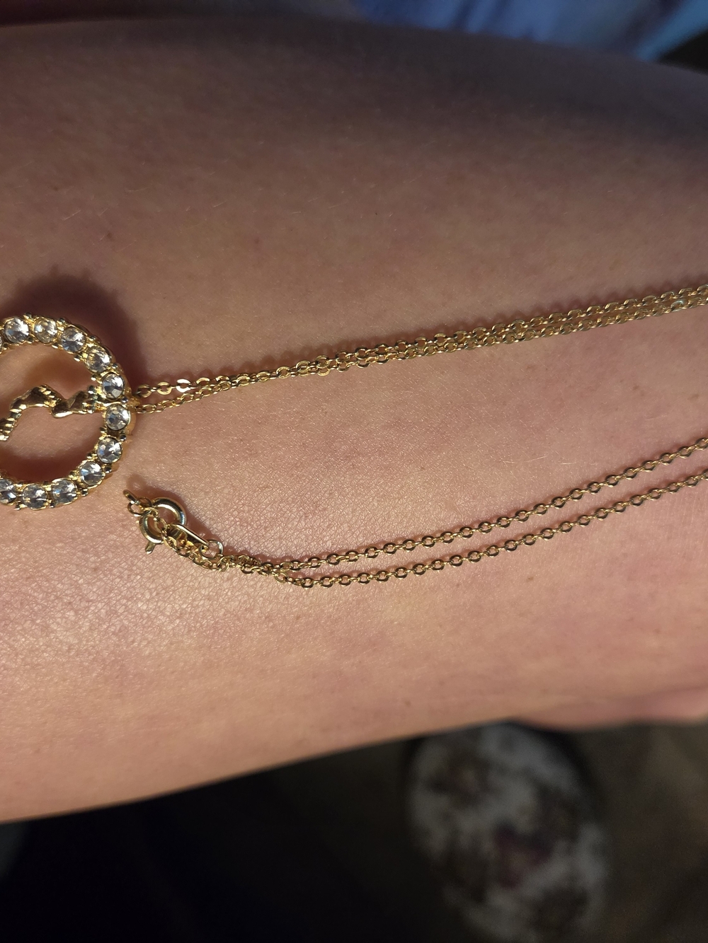 Gold Crystal Circle Footprint Necklace - Women Jewelry NWOT